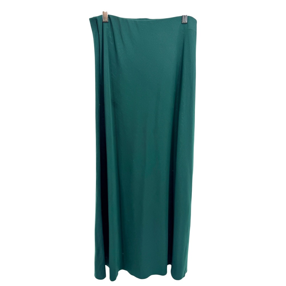 COS Minimalist Forest Green Maxi Skirt Column Longline Quiet Luxury Office S